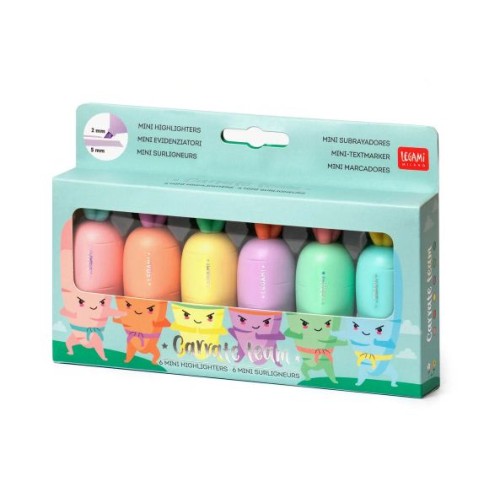 Set 6 mini evidenziatori a forma di carota Legami