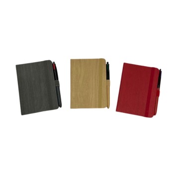 Notebook con penne Bic effetto legno