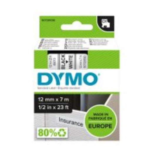 Nastro Dymo 12mmx7m Nero/Bianco