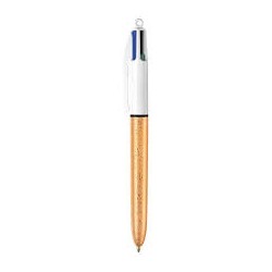 Penna a sfera a scatto Bic 4 colours fusto Champagne Gold satinato 4 colori