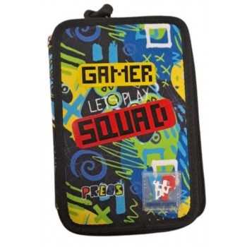 Astuccio 3 zip Gamer Let's Play Squad Colore Nero