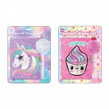 Diario segreto copertina in peluche con penna - Cupcake