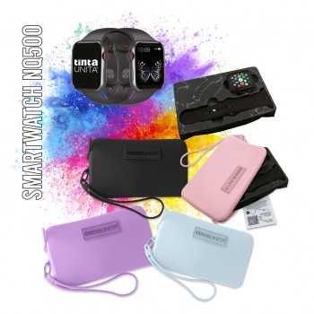 SmartWatch nero con pochette in silicone con laccio