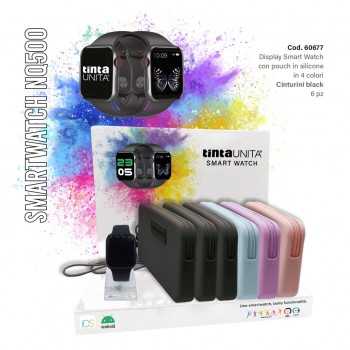 SmartWatch nero con pochette in silicone con laccio 2