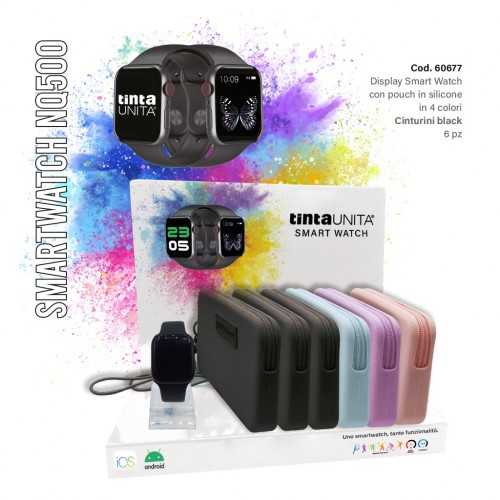 SmartWatch nero con pochette in silicone con...