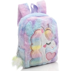 Zainetto in peluche Unicorno con zip e pon pon