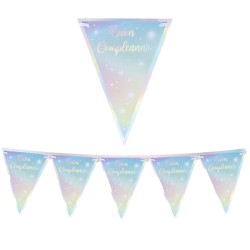 Festone bandierine Buon compleanno soft raimbow - 3mt