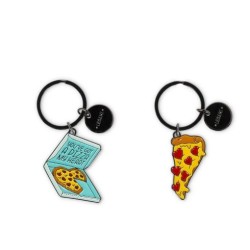 Set di 2 Portachiavi in Metallo Smaltato - What a Key Ring! Pizza