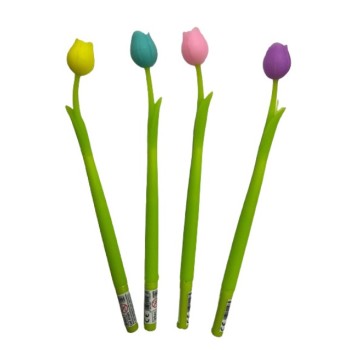 Penna flexi con topper in gomma tulipano - colori assortiti