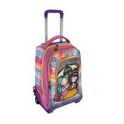 Zaino scolastico trolley Santoro Gorjuss London Rosa e arcobaleno