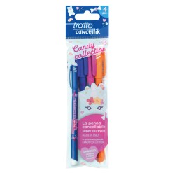 Penne cancellabili Tratto cancellik Candy Collection bustina da 4 pezzi + gomma