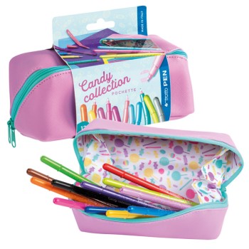 Pochette lilla Candy Collection con 12 Tratto Pen colori...