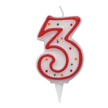 Candelina zuccherino numero 3 - h. 8.5cm Big party