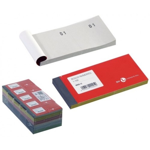 Blocco numerato a 2 sezioni 1-100 colori assortiti