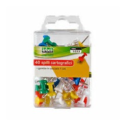 Spilli cartografici con gambo in acciaio confezione da 40 pezzi colori assortiti