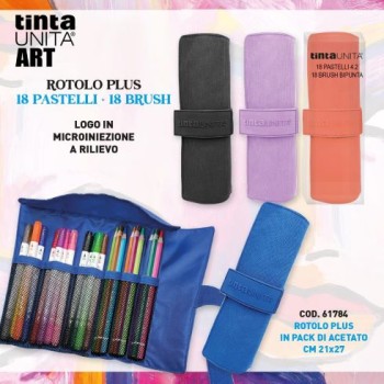 Rotolo 18 pastelli mina 4.2 + 18 pennarelli brush bipunta