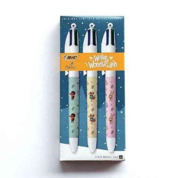 Set 3 Penna Bic 4 Colori Winter Wonderland