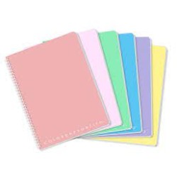 Maxi Quaderno A4 spiralato ppl 4mm con fori tonalità pastel colori assortiti