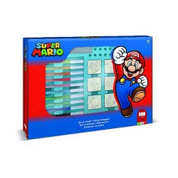 Valigiotto Super Mario Bros con album da disegno, righello, pennarelli e timbri