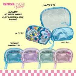 Set Beauty 3 Pouch Tinta Unita Vintage Spring