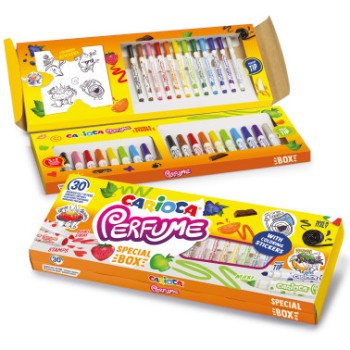 Pennarelli profumati + stickers scatola da 30 colori