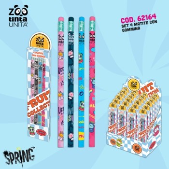 Set 4 matite Hb con gommino Fruit Collection Tinta Unita...