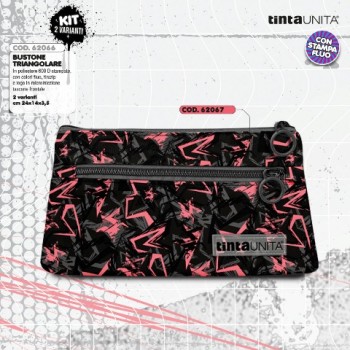 Astuccio Bustone 2 zip triangolare Star arancione e nero...
