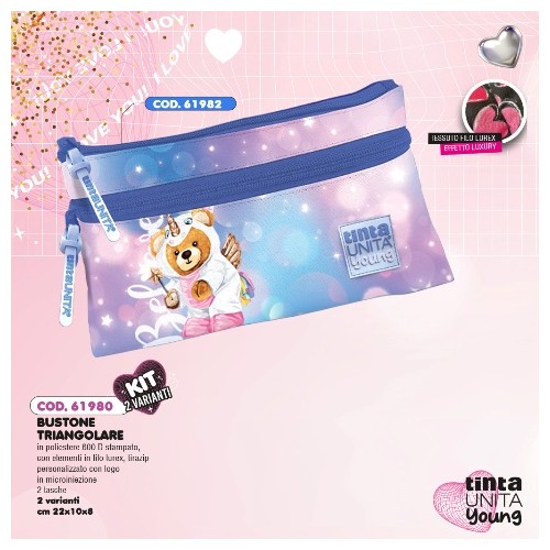 Astuccio Bustone 2 zip triangolare Believe Orso...