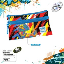 Astuccio Bustone 2 zip triangolare Dino Tinta Unita
