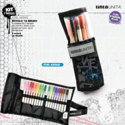 Rotolo 18 Brush Pen Graffiti Nero e Blu Tinta Unita