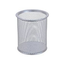 Portapenne retato rete metallica tondo grigio silver