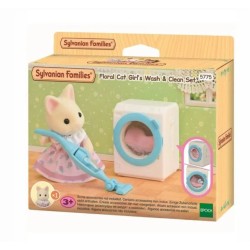 Sylvanian Families Floral Cat Girl's Wash & Clean Set Set lava e pulisci di Bebè Gatto Flora