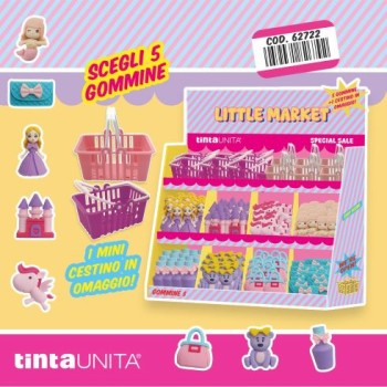 Kit cestino + 5 gommine Fantasy Market Tinta Unita Spring