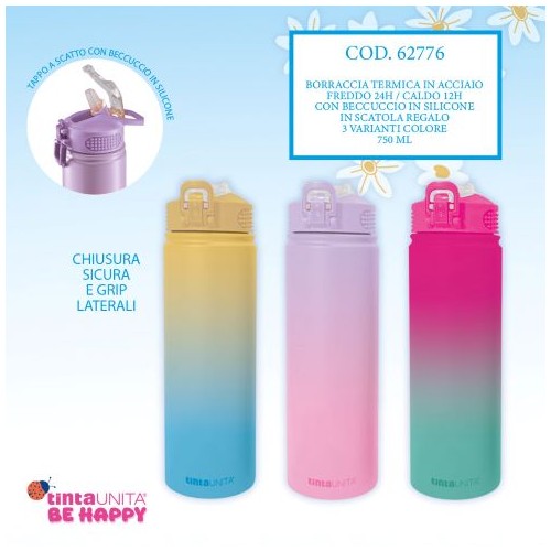 Borraccia termica 750ml Tinta Unita Be Happy