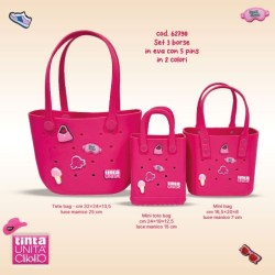 Borsa Tote Bag con pins e maniciTinta Unita Click&Chick 32x24x13,5cm