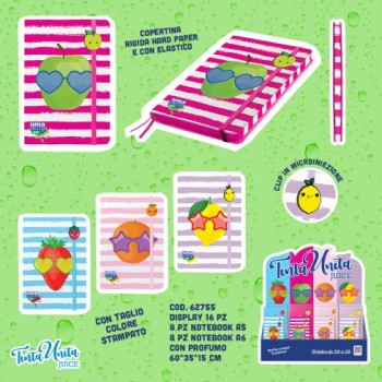 Notebook profumato con elastico A5 Tinta Unita Juice