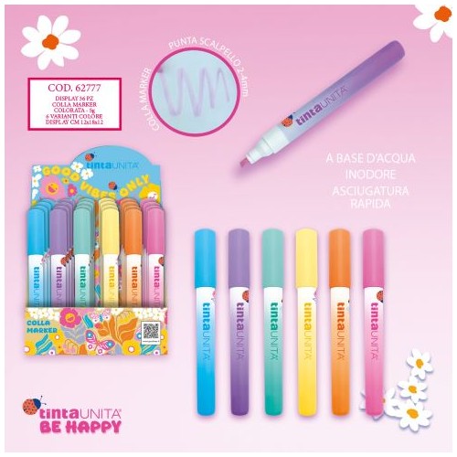 Colla Marker Tinta Unita Be Happy colori assortiti