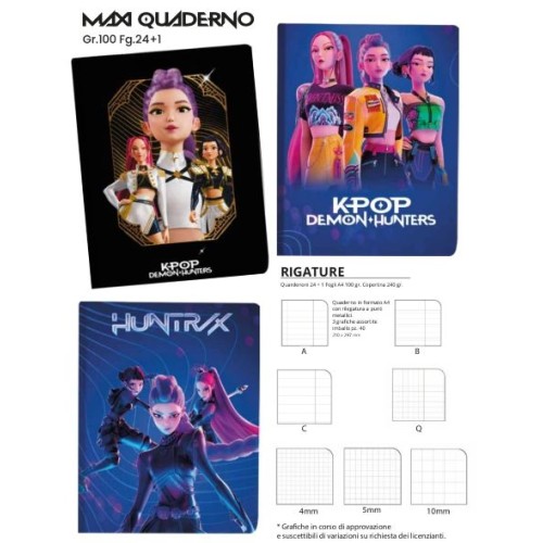 Maxi Quaderno A4 Huntrix K-Pop Demon Hunters Q...