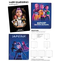Maxi Quaderno A4 Huntrix K-Pop Demon Hunters Rigo C (Righe 1R con margini)
