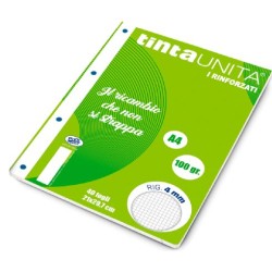 Ricambi Rinforzati A4 100gr Tinta Unita quadretto piccolo 4mm
