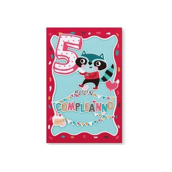 Biglietto Laser Cut 5 Anni con Glitter