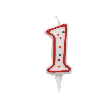 Candelina zuccherino numero 1 - h. 8.5cm big party