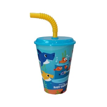 Bicchiere con cannuccia baby shark 2