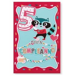 Biglietto Laser Cut 5 Anni con Glitter