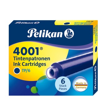 Scatolina da 6 ricariche Pelikan 4001 blu per stilografica 2