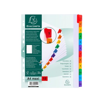 Separatore numerico 1-12 A4 maxi in cartoncino 160gr 2