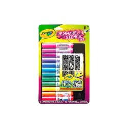 Ricarica crayola set girl 12 pennarelli lavabili + 8 stencil color spray colori