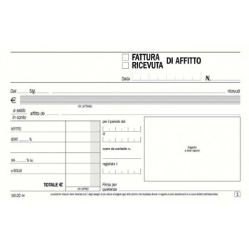 Blocco Ricevuta d'affitto Autoricalcante Duplice Copia