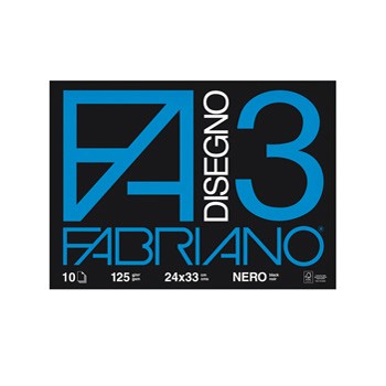 Album blocco Fabriano 3 24x33cm 10 fogli neri 125gr