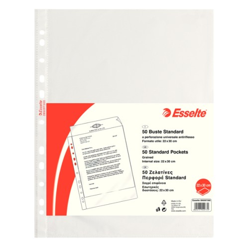 Confezione da 50 buste forate 22x30 Esselte...